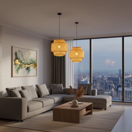 Suspension en bambou tressé 30 cm