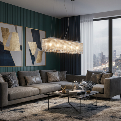 Suspension avec perles de cristal Argenté