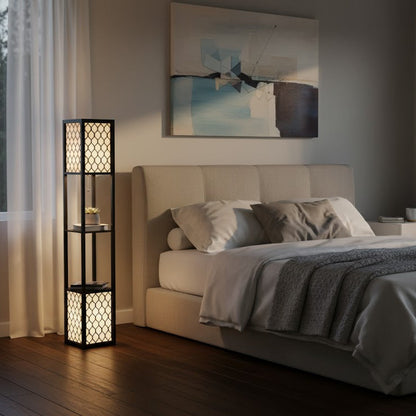 Lampadaire en bois noir