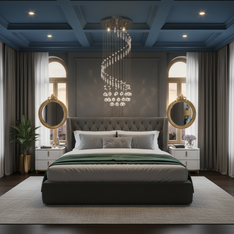 Suspension avec perles de cristal Argenté Spirale