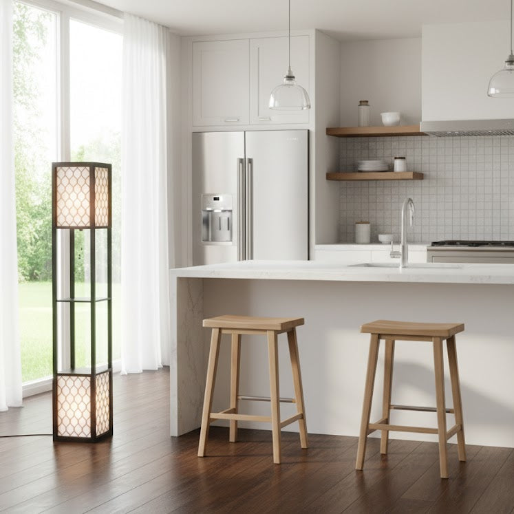 Lampadaire en bois noir