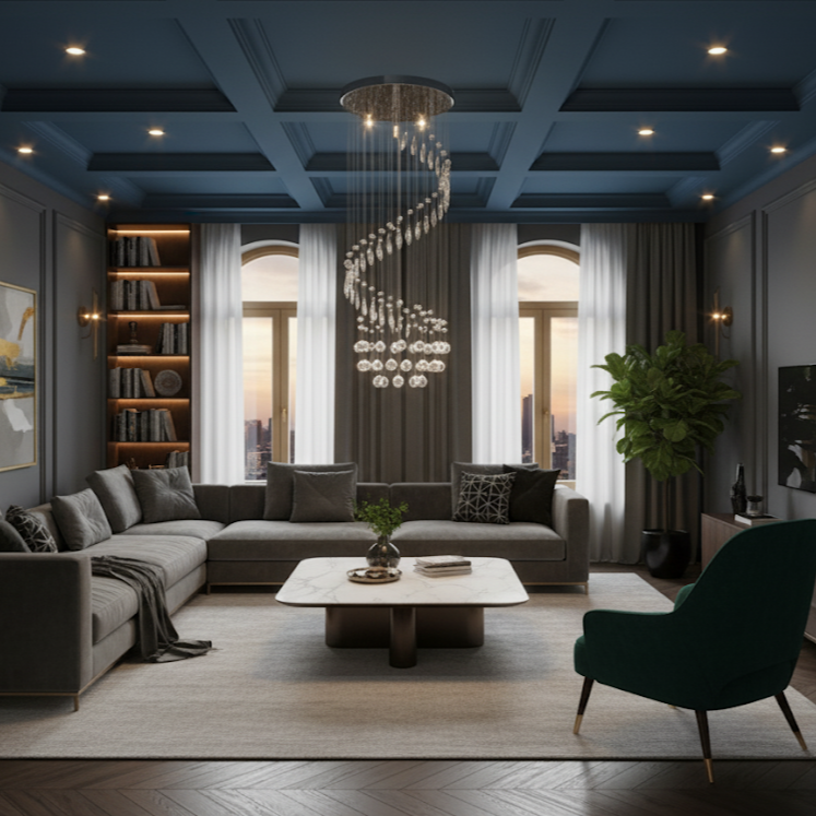 Suspension avec perles de cristal Argenté Spirale