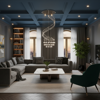 Suspension avec perles de cristal Argenté Spirale