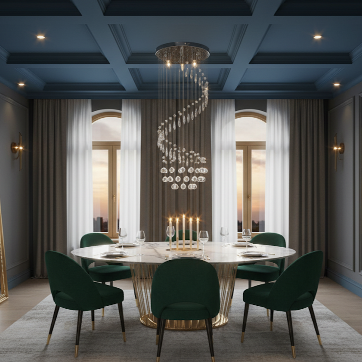 Suspension avec perles de cristal Argenté Spirale