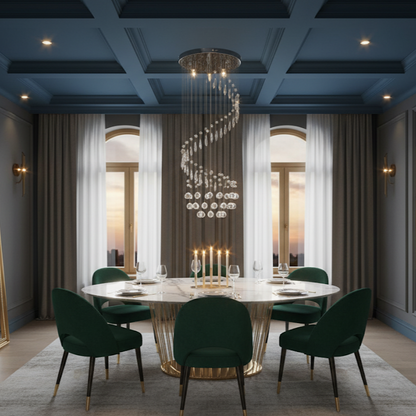 Suspension avec perles de cristal Argenté Spirale