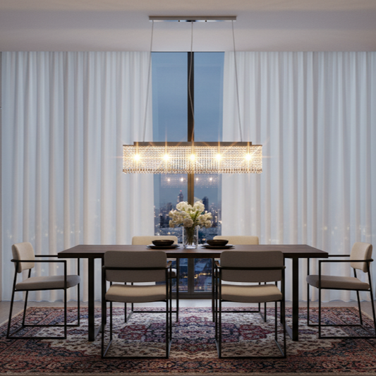 Suspension avec perles de cristal Argenté