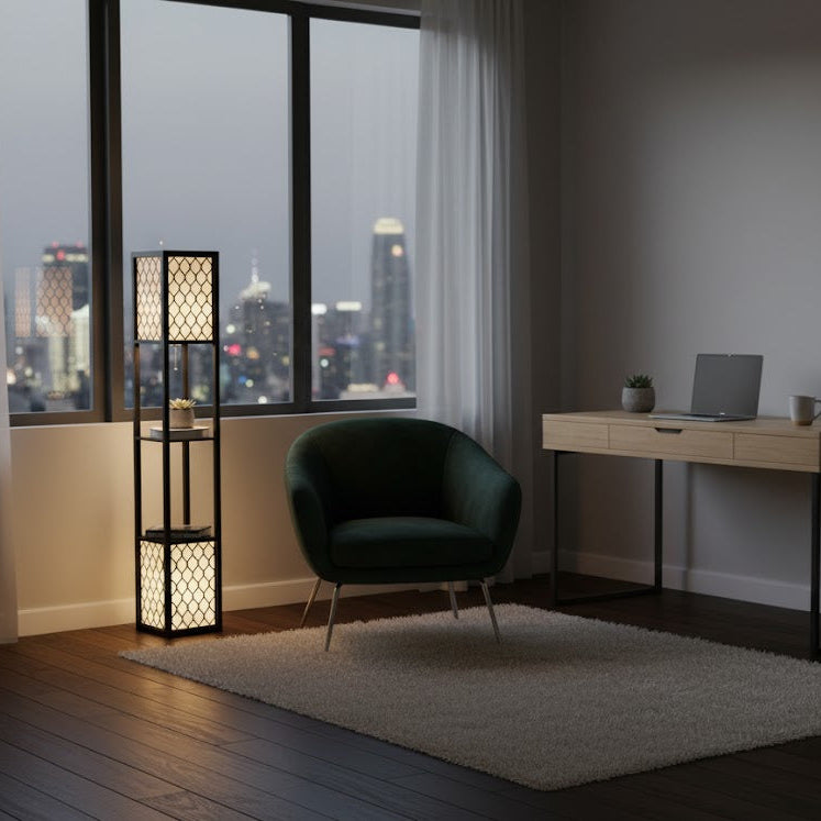 Lampadaire en bois noir