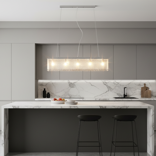 Suspension avec perles de cristal Argenté