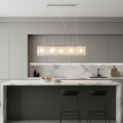 Suspension avec perles de cristal Argenté