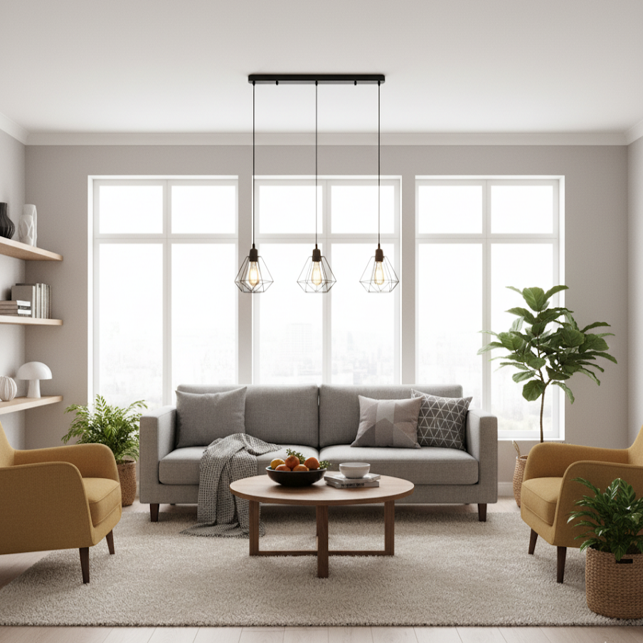 Suspension avec design de diamant Noir