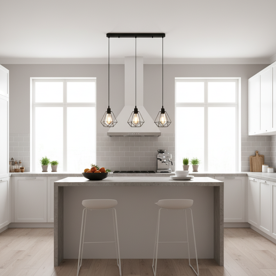 Suspension avec design de diamant Noir